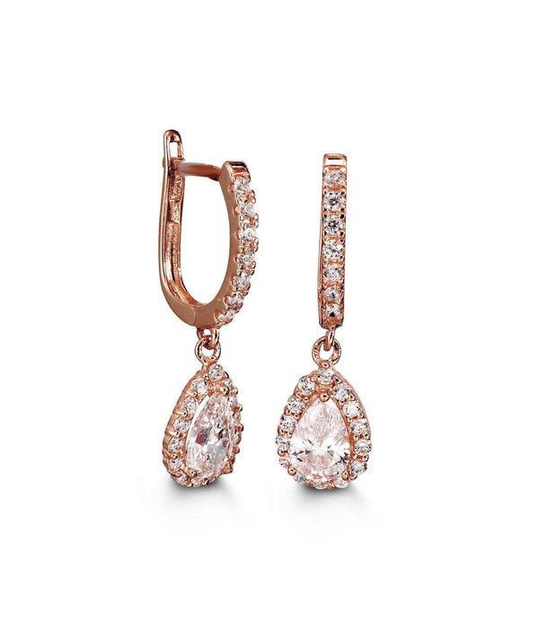 10k Rose Gold Huggie Cubic Drop Earrings