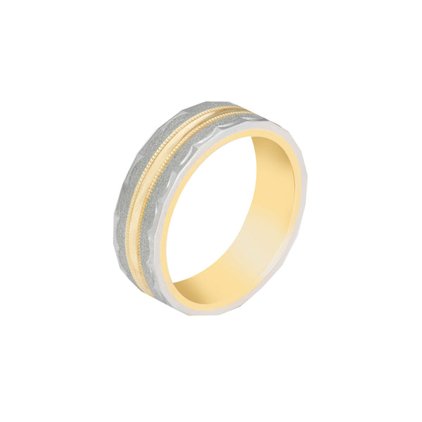 10k T-tone Carved Wedding Band (6mm)