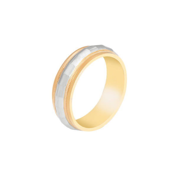 10k T-tone Carved Wedding Band (6mm)