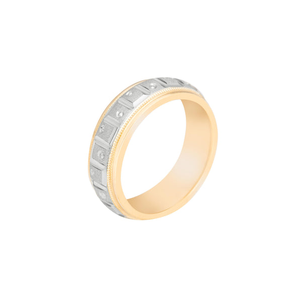 10k T-tone Carved Wedding Band (6mm)