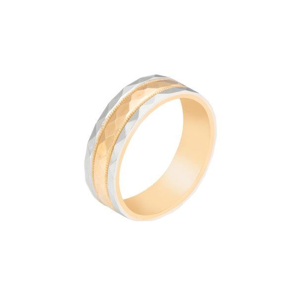 10k T-tone Carved Wedding Band (6mm)