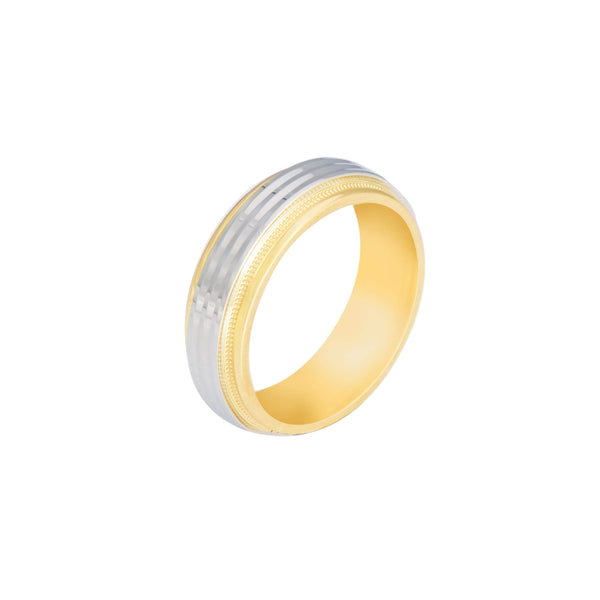 10k T-tone Carved Wedding Band (6mm)