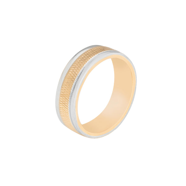 10k T-tone Carved Wedding Band (6mm)