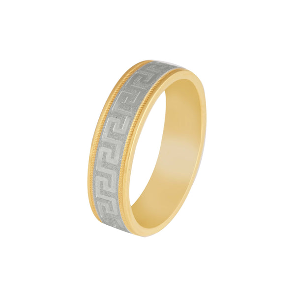 10k T-tone Versaci Carved Style Wedding Band (6mm)