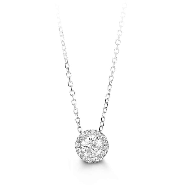 10k White Gold Cubic Halo Necklace
