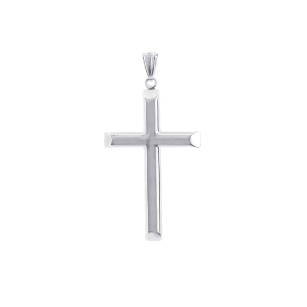 10k White Gold Tubular Cross Pendant