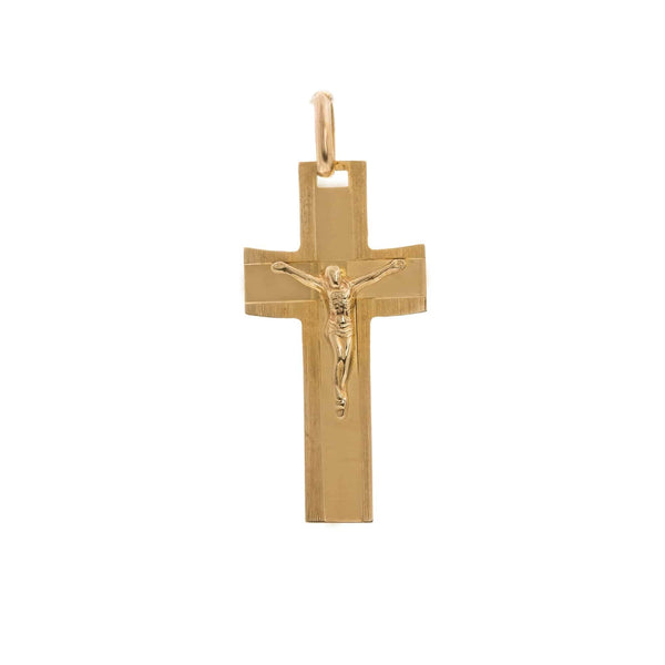 10k Yellow Gold Cross Linear Pendant