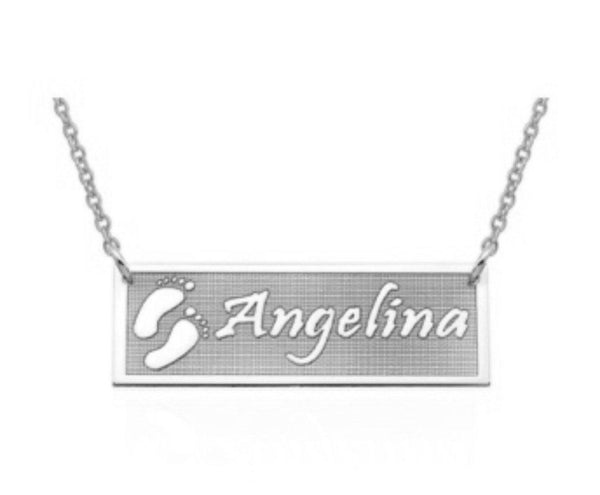 14K Dog Feet Name Necklace - White - Necklaces