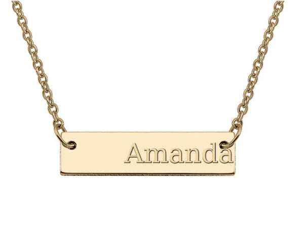 14k Rectangular name Bar Necklace