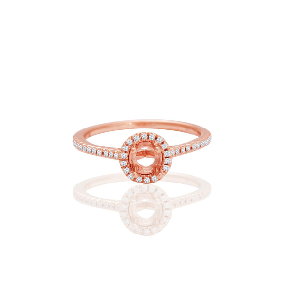 14k Rose Gold Halo Engagement Ring