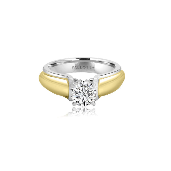 14K T-Tone Four Prong Round Solitaire Engagement Ring -