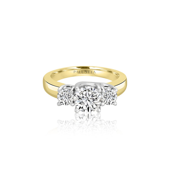 14k T-tone Three Stone Engagement Ring