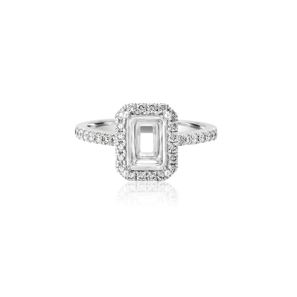 14K White Gold (0.37 Ct. Tw.) Emerald Engagement Ring -