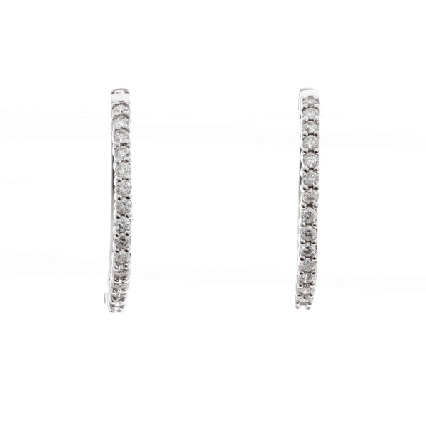 14k White Gold (1.00 Ct. Tw.) Diamond Hoop Earrings