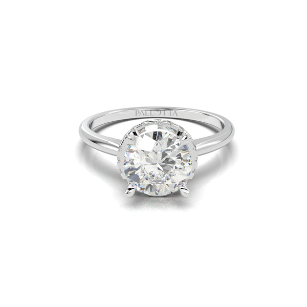 14K White Gold Arabella Round Bottom Halo Engagement Ring -