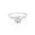 14k White Gold Baguette Accent Round Center Engagement Ring