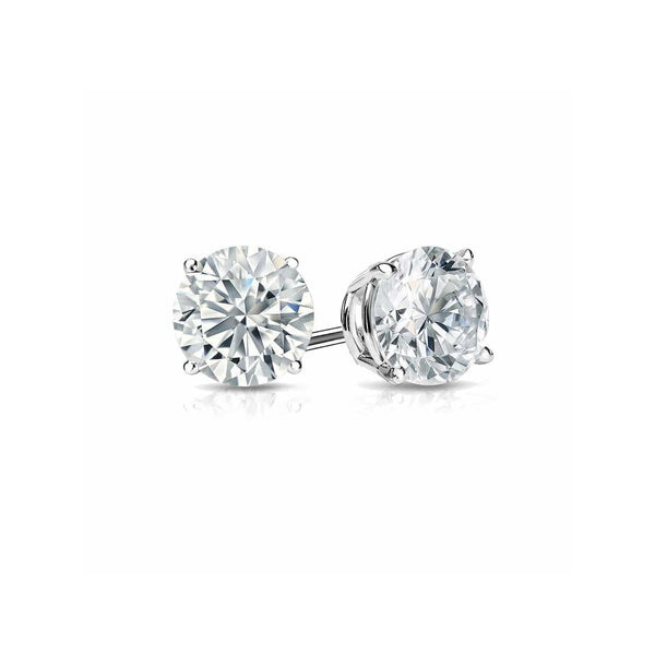 14k White Gold Cubic Stud Earrings