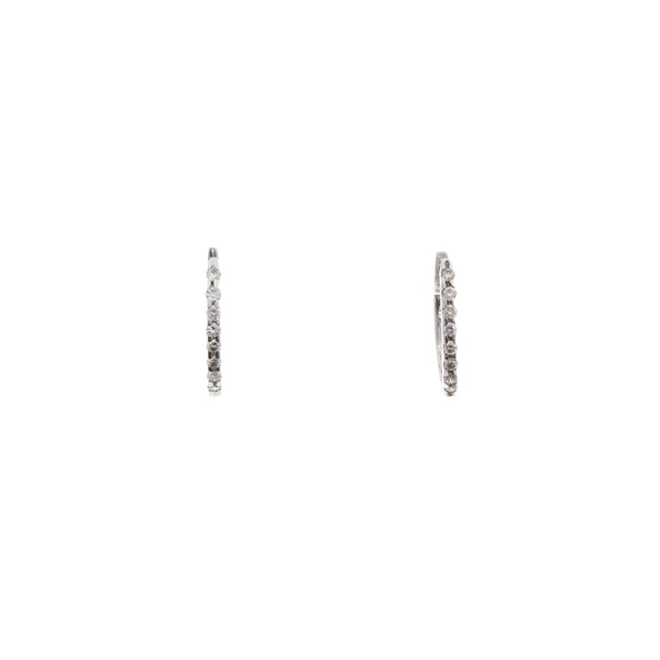 14k White Gold Diamond Huggies Olive Earrings