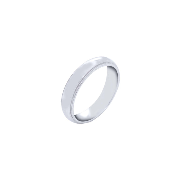 14k White Gold mill Edge Wedding Band (4mm)