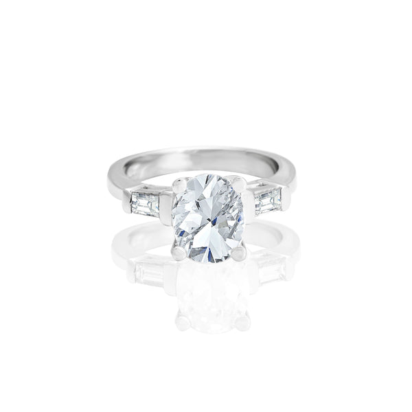 14k White Gold Oval Center Engagement Ring