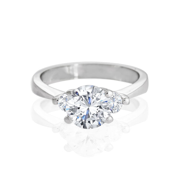 14k White Gold Three Stone Engagement Ring