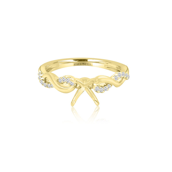 14K Yellow Gold Swirl Four Prong Engagement Ring - Rings