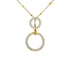 18k T-tone Double Circle Cubic Drop Necklace