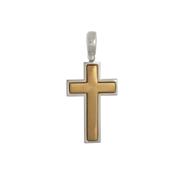 18k T-tone Fancy Cross Imported Italy Pendant