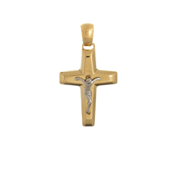 18k T-tone Fancy Cross Imported Italy Pendant