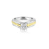 18K T-Tone Four Prong Round Solitaire Engagement Ring -