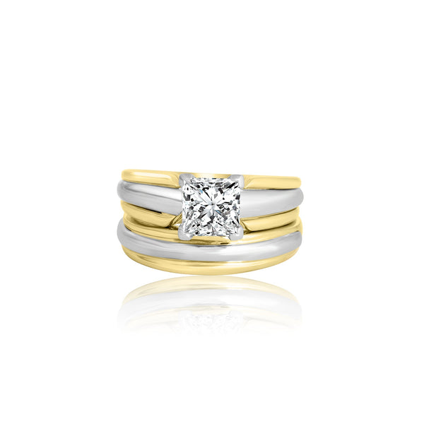 18k T-tone Four Prong Solitaire Engagement Ring