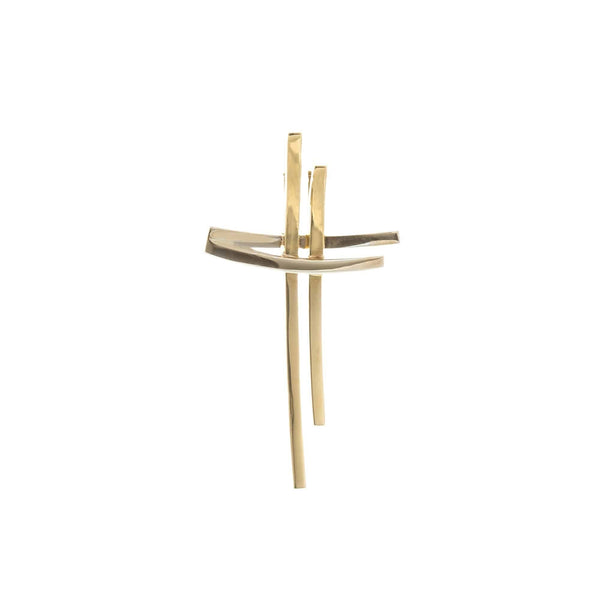 18k T-tone Gold Cross Modern Curve Pendant