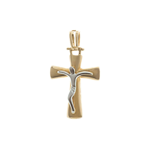 18k T-tone Gold Cross Solid Pendant