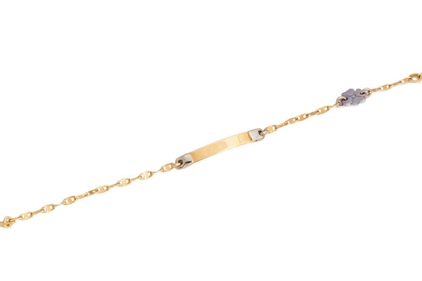 18k T-tone Gold Id Bracelet Clover Italy