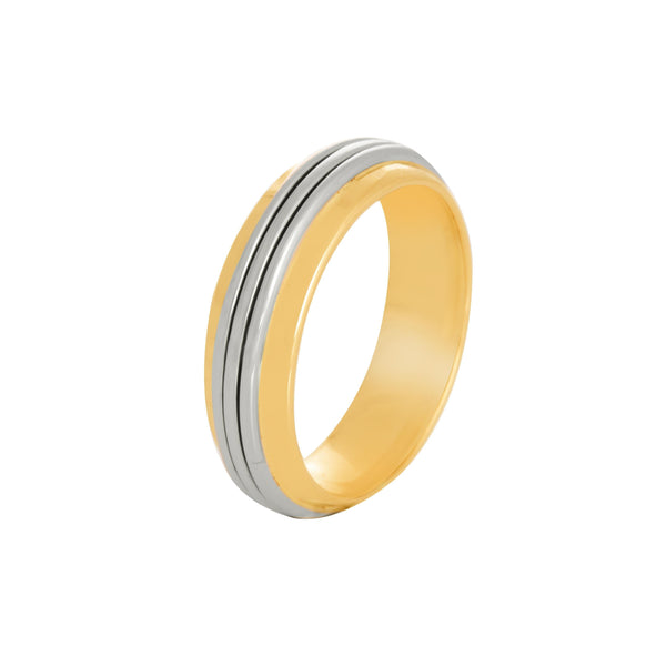 18k T-tone Grooved Wedding Band (6mm)