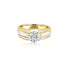 18K T-Tone Half Bezel Solitaire Ring Engagement Ring - Rings