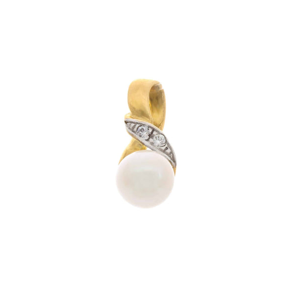 18k T-tone Pearl & Cubic Pendant