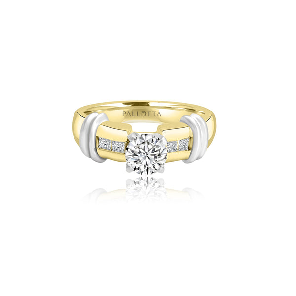 18K T-Tone Princess Accent Engagement Ring - Rings