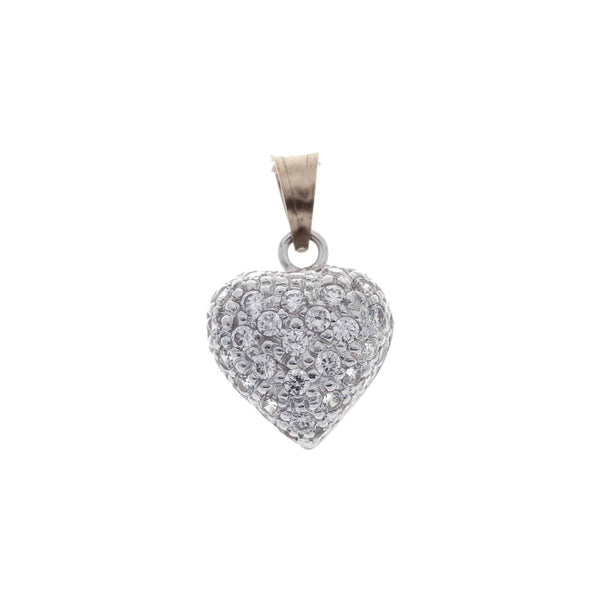 18k T-tone Puffed Open back Cubic Heart Pendant