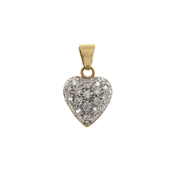 18k T-tone Puffed Open back Cubic Italy Pendant