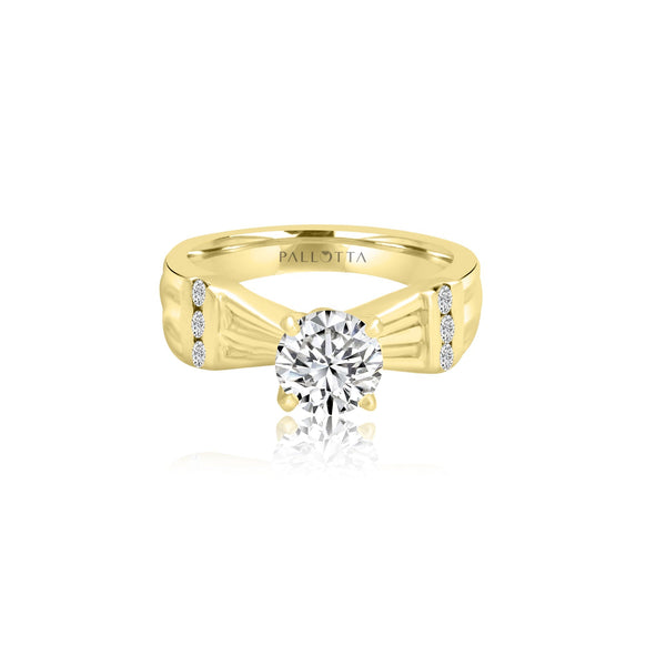 18K T-Tone Round Channel Set Engagement Ring - Rings