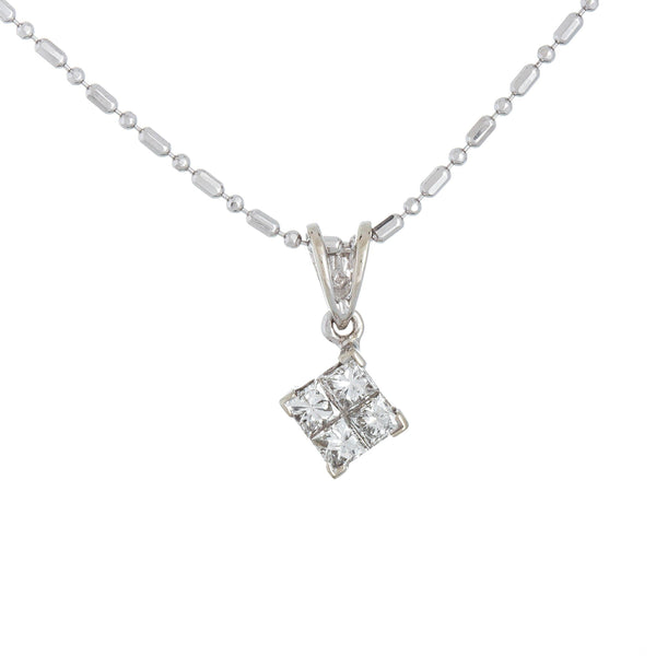 18k White Gold (0.50 Ct. Tw.) Princess Diamond Drop Necklace