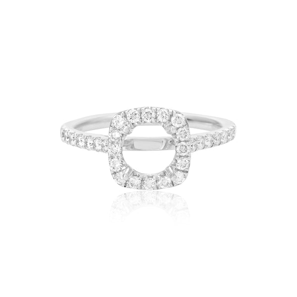 18k White Gold (0.56 Ct. Tw.) Cushion Halo Engagement Ring