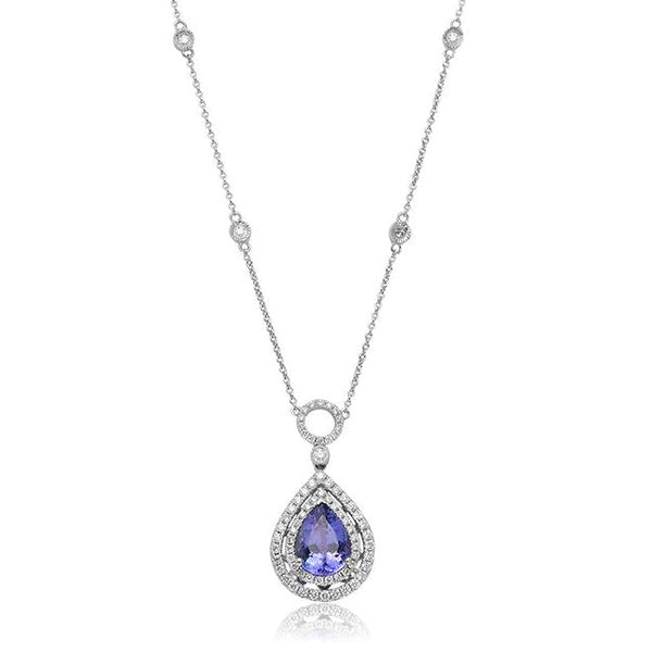 18k White Gold (2 Ct. Tw.) Blue Tanzanite Necklace