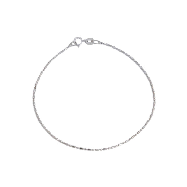 18k White Gold Ball & Bar thin Bracelet