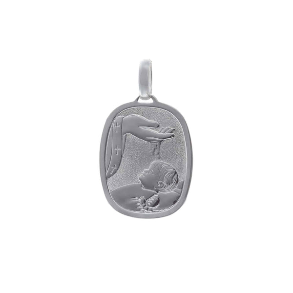 18k White Gold Baptismal Pendant