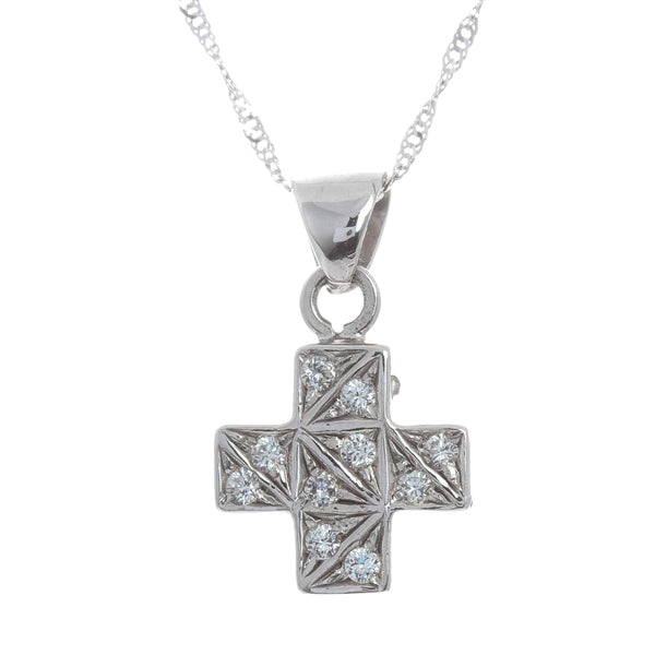18k White Gold Chubby Cross Necklace
