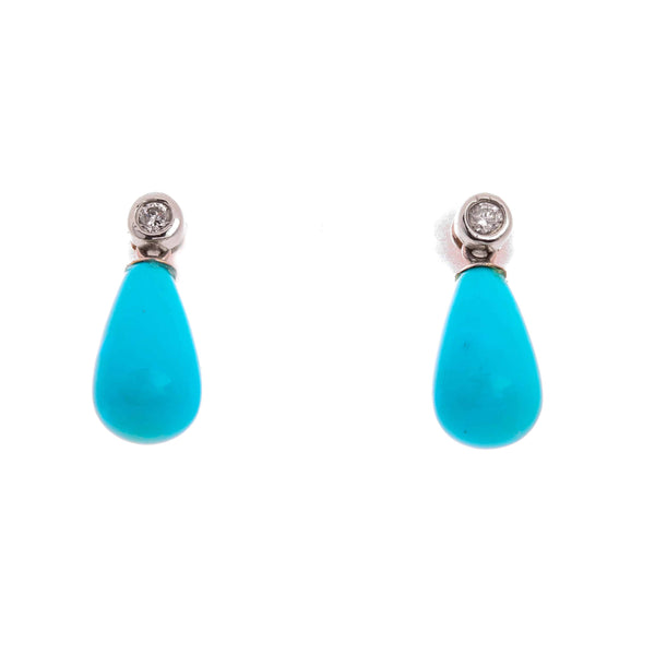18k White Gold Coral Drop Jessica Earrings