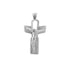 18k White Gold Cross High Polish Lined Jesus Pendant