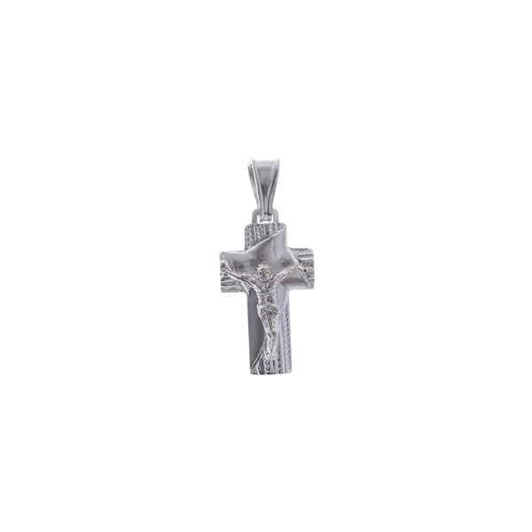 18k White Gold Cross Jesus Pendant